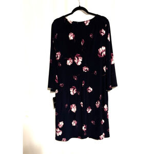 Ralph Lauren LRL Dress 14 Blue Bodycon Floral New